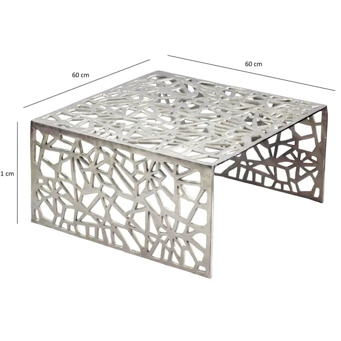 Couchtisch 60cm Aluminium Sofatisch Alu Wohnzimmertisch Metall Tisch Quadratisch