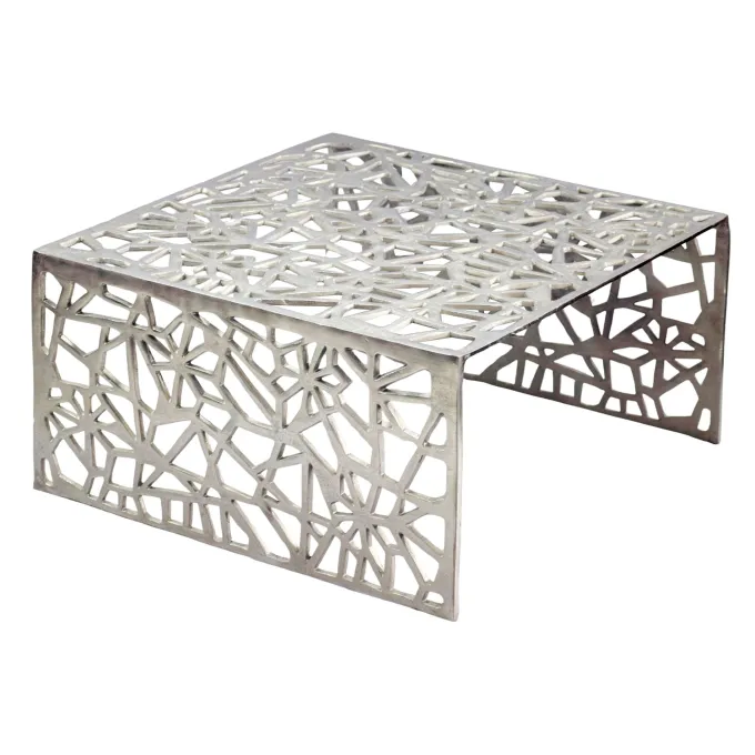 Couchtisch 60cm Aluminium Sofatisch Alu Wohnzimmertisch Metall Tisch Quadratisch