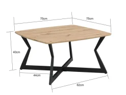 Couchtisch 75cm Eiche Optik Quadratisch Sofatisch Wohnzimmertisch Beistelltisch