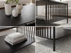 Couchtisch 110cm Eiche Optik Schwarz Sofatisch Wohnzimmertisch Beistelltisch