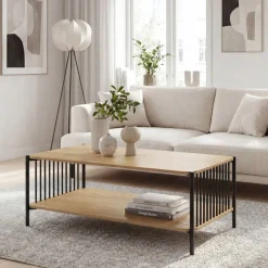 Couchtisch 110cm Eiche Optik Sofatisch Wohnzimmertisch Beistelltisch Ablage