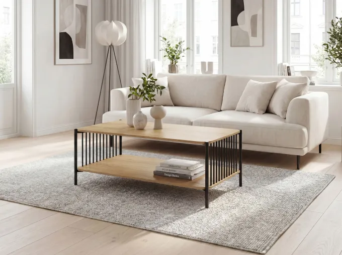 Couchtisch 110cm Eiche Optik Sofatisch Wohnzimmertisch Beistelltisch Ablage