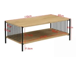 Couchtisch 110cm Eiche Optik Sofatisch Wohnzimmertisch Beistelltisch Ablage