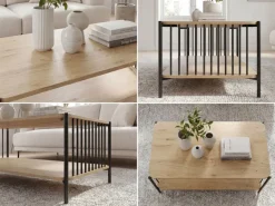 Couchtisch 110cm Eiche Optik Sofatisch Wohnzimmertisch Beistelltisch Ablage