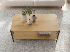 Couchtisch 110cm Eiche Optik Sofatisch Wohnzimmertisch Beistelltisch Ablage