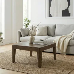 Couchtisch 60cm Mango Massivholz Walnuss Sofatisch Wohnzimmertisch Beistelltisch