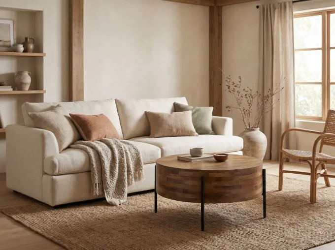 Couchtisch 70cm Mango Massivholz Rund Sofatisch Wohnzimmertisch Beistelltisch