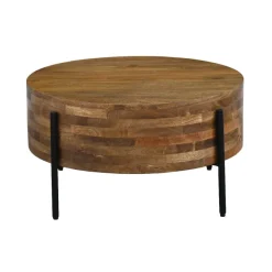 Couchtisch 70cm Mango Massivholz Rund Sofatisch Wohnzimmertisch Beistelltisch