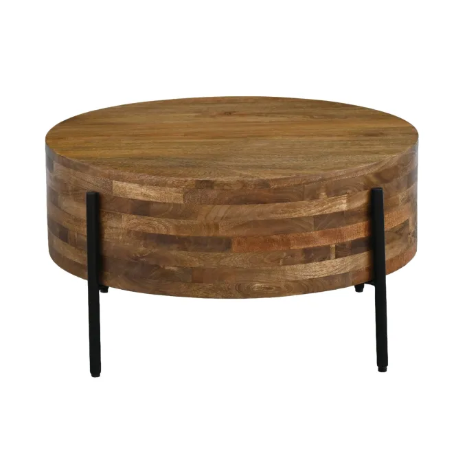 Couchtisch 70cm Mango Massivholz Rund Sofatisch Wohnzimmertisch Beistelltisch