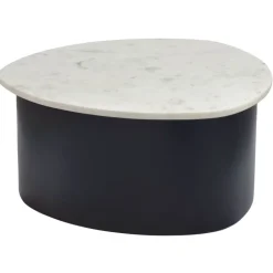 Couchtisch 63cm Marmor Weiß Wohnzimmertisch Sofatisch Metall Beistelltisch Alu