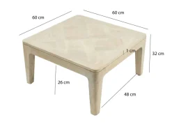 Couchtisch 60cm Massivholz white wash Sofatisch Wohnzimmertisch Beistelltisch