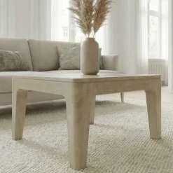 Couchtisch 60cm Massivholz white wash Sofatisch Wohnzimmertisch Beistelltisch