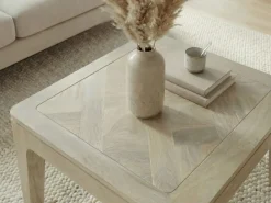 Couchtisch 60cm Massivholz white wash Sofatisch Wohnzimmertisch Beistelltisch