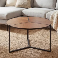 Couchtisch 80cm MDF Holzoptik Runder Sofatisch Wohnzimmertisch Beistelltisch