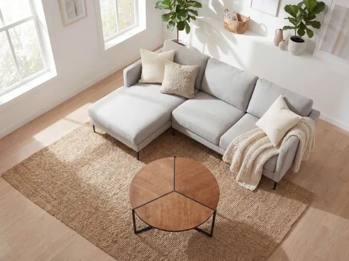 Couchtisch 80cm MDF Holzoptik Runder Sofatisch Wohnzimmertisch Beistelltisch