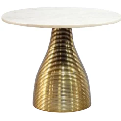 Couchtisch 60cm mit Marmor Platte Wohnzimmertisch Beistelltisch Metall Alu Rund