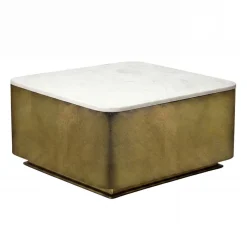 Couchtisch 60cm mit Marmor Platte weiß Wohnzimmertisch Beistelltisch Metall