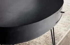 Couchtisch 100cm oval Massivholz schwarz Wohnzimmertisch Schublade Industrial