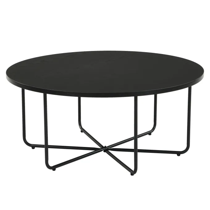 Couchtisch 80cm Rund Schwarz Sofatisch Wohnzimmertisch Beistelltisch Modern