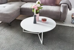 Couchtisch 80cm Rund Weiß Matt Design Wohnzimmertisch Sofa Beistell Tisch