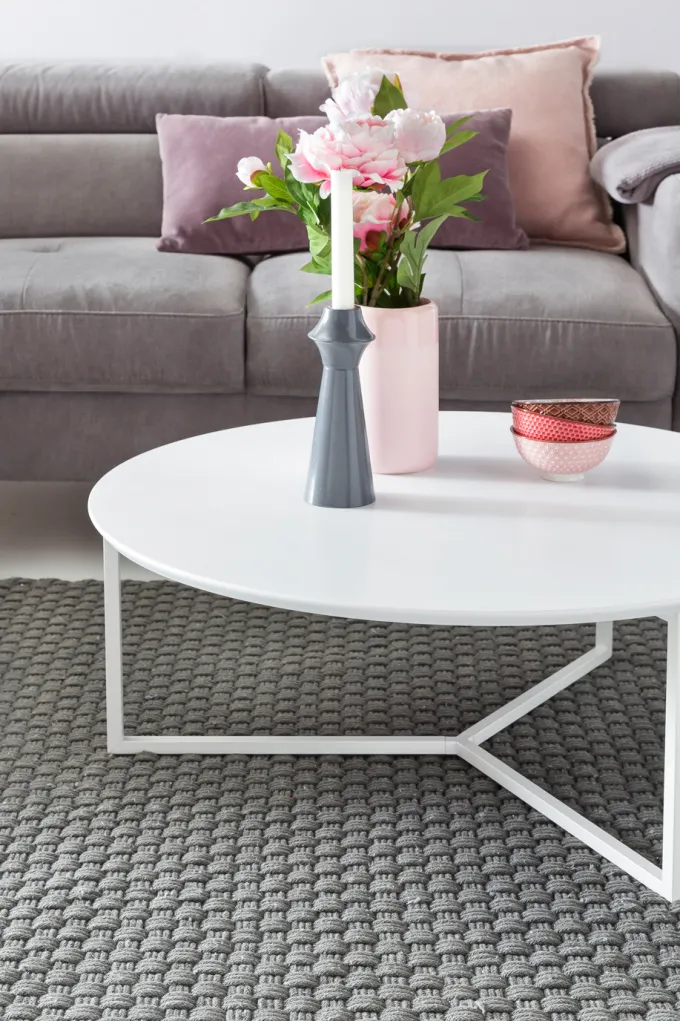 Couchtisch 80cm Rund Weiß Matt Design Wohnzimmertisch Sofa Beistell Tisch