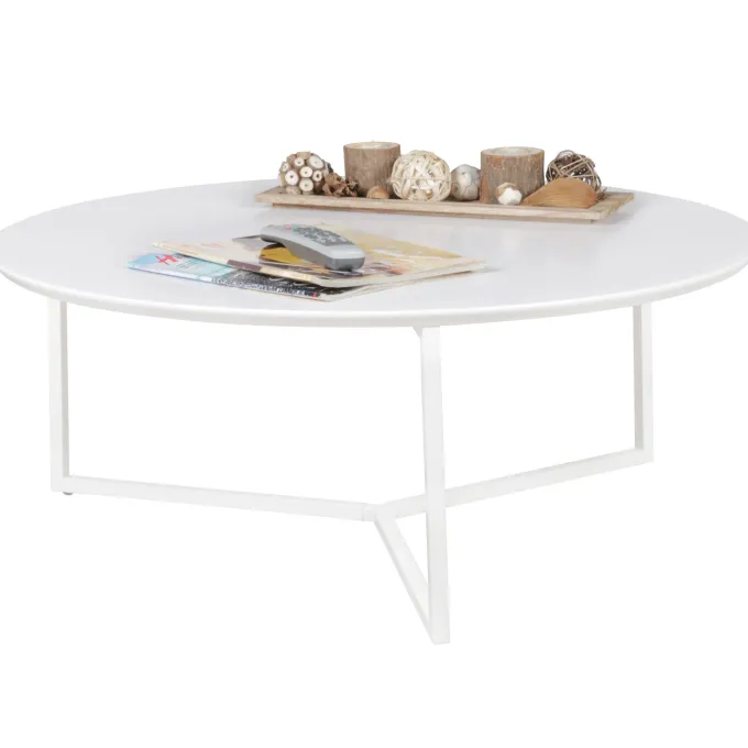 Couchtisch 80cm Rund Weiß Matt Design Wohnzimmertisch Sofa Beistell Tisch