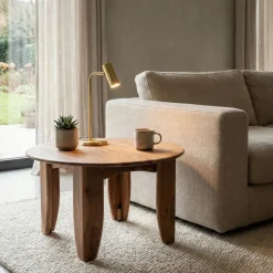Couchtisch 60cm Sofatisch Akazie Massivholz Wohnzimmertisch Beistelltisch Rund