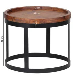 Couchtisch 2er Set Massivholz Wohnzimmertisch Industrial Design Metallgestell