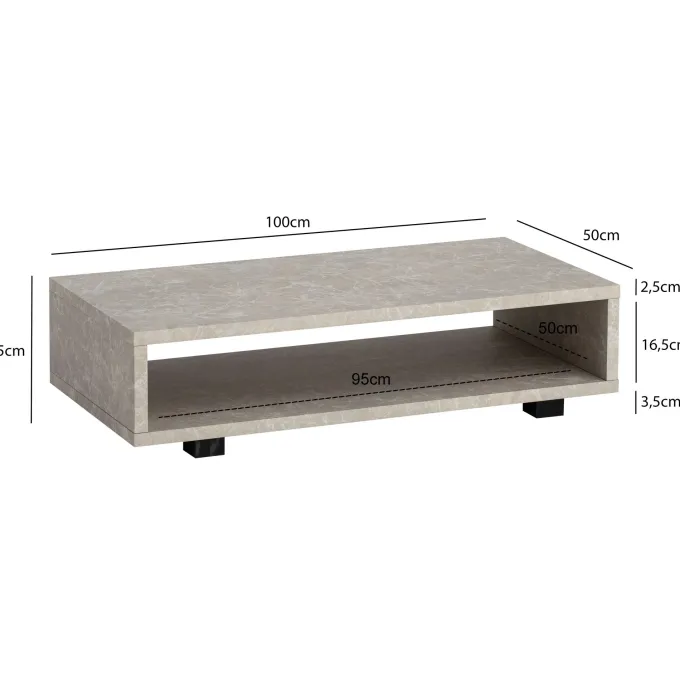 Couchtisch FineBuy 100 cm Wohnzimmertisch Sofatisch Stauraum Groß Kaffeetisch