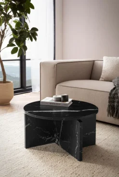 Couchtisch FineBuy 60 cm Wohnzimmertisch Sofatisch Rund Klein Kaffeetisch Modern