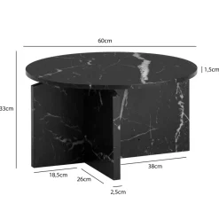 Couchtisch FineBuy 60 cm Wohnzimmertisch Sofatisch Rund Klein Kaffeetisch Modern