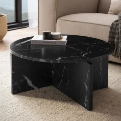 Couchtisch FineBuy 70 cm Wohnzimmertisch Sofatisch Rund Groß Kaffeetisch Modern