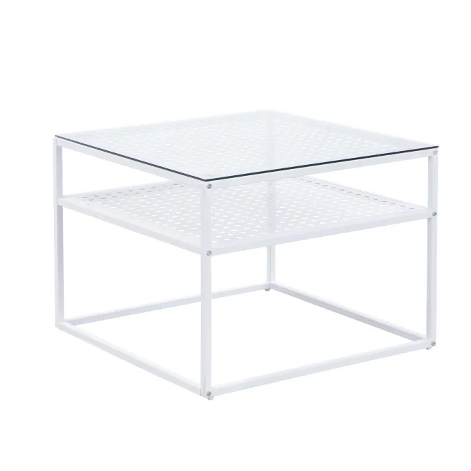 Couchtisch FineBuy Glas Metall 60 cm Quadratisch Wohnzimmertisch Ablage Modern