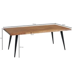 Couchtisch FineBuy Holz Massiv Sofatisch Wohnzimmertisch Tisch Baumkante Modern