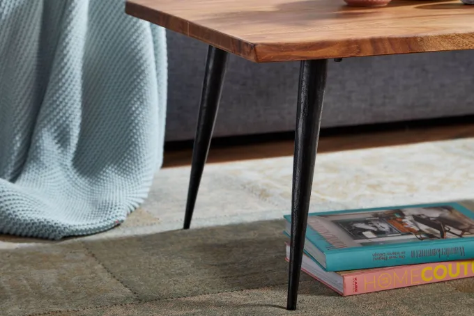 Couchtisch FineBuy Holz Massiv Sofatisch Wohnzimmertisch Tisch Baumkante Modern