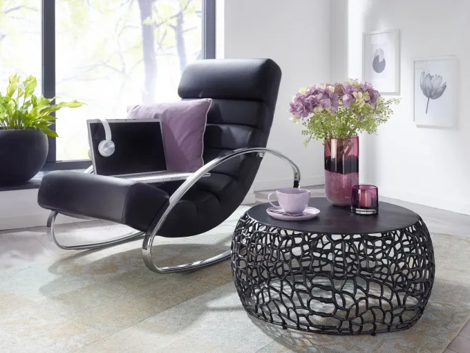 Couchtisch FineBuy Metall Sofatisch Ø 66 cm Tisch Wohnzimmertisch Rund Aluminium
