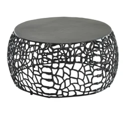 Couchtisch FineBuy Metall Sofatisch Ø 66 cm Tisch Wohnzimmertisch Rund Aluminium