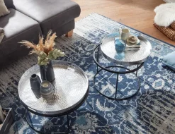 Couchtisch FineBuy Set Metall Tabletttisch Sofatisch Beistelltisch Tisch Rund