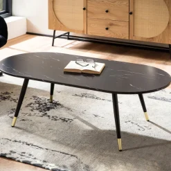 Couchtisch FineBuy Sofatisch Marmor Optik 120 cm Wohnzimmertisch Tisch Modern