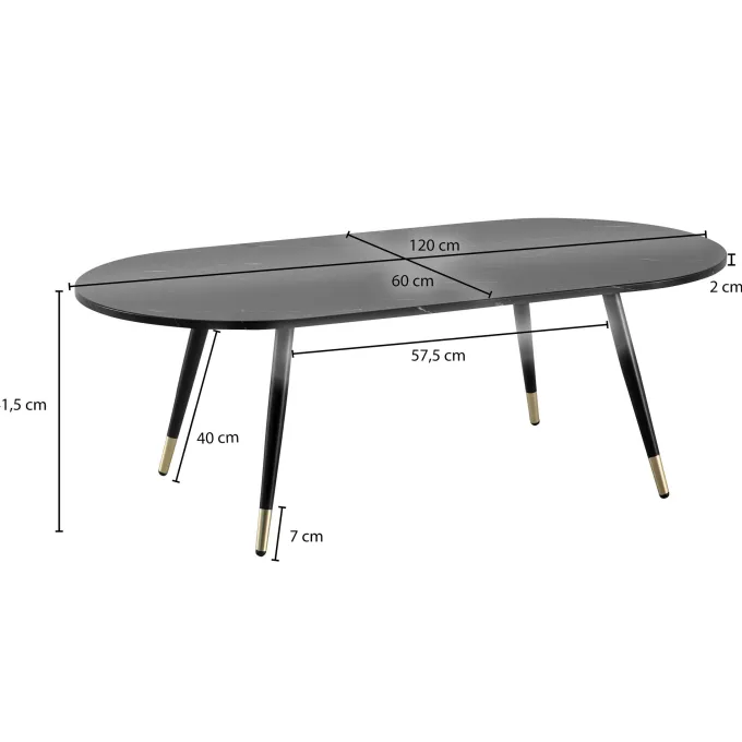 Couchtisch FineBuy Sofatisch Marmor Optik 120 cm Wohnzimmertisch Tisch Modern
