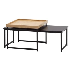 Couchtisch FineBuy Sofatisch 2er Set Holz Metall Satztisch Tisch Modern Design