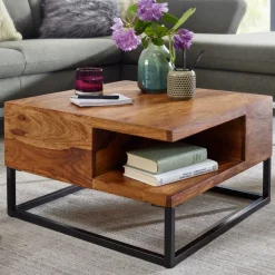 Couchtisch FineBuy Sofatisch Holz Massiv 60x60x34,5 cm Wohnzimmertisch Tisch