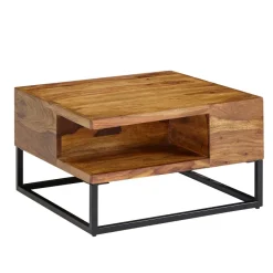 Couchtisch FineBuy Sofatisch Holz Massiv 60x60x34,5 cm Wohnzimmertisch Tisch