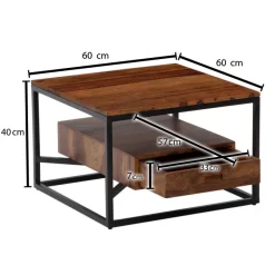 Couchtisch FineBuy Sofatisch Massivholz 60x60x40 cm Wohnzimmertisch Schublade