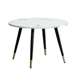 Couchtisch FineBuy Sofatisch Marmor Optik 60 cm Wohnzimmertisch Rund Tisch