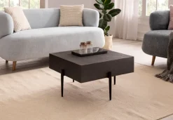 Couchtisch FineBuy Sofatisch Steinoptik Anthrazit 64x64x35 cm Wohnzimmertisch