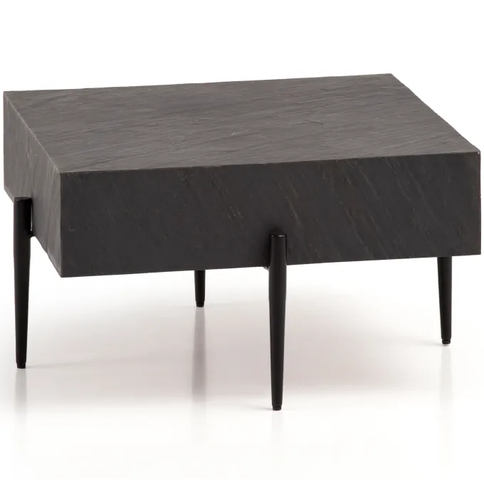 Couchtisch FineBuy Sofatisch Steinoptik Anthrazit 64x64x35 cm Wohnzimmertisch