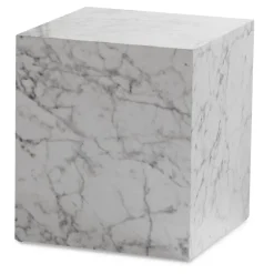 Couchtisch FineBuy Sofatisch MONOBLOC Marmor Optik 40x40x45 cm Wohnzimmertisch