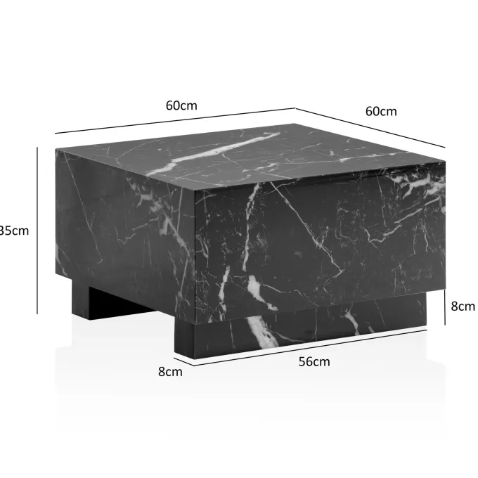 Couchtisch FineBuy Sofatisch MONOBLOC Marmor Optik 60x60x35 cm Wohnzimmertisch