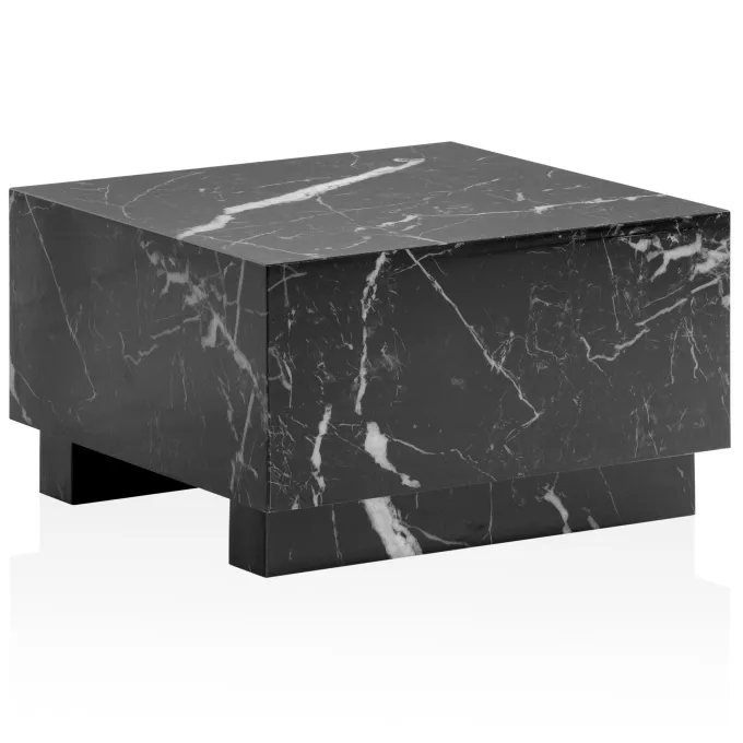Couchtisch FineBuy Sofatisch MONOBLOC Marmor Optik 60x60x35 cm Wohnzimmertisch